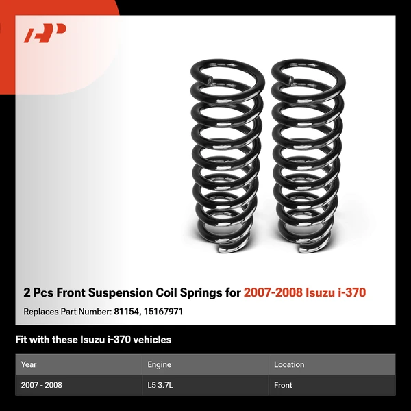 2 Pcs Front Suspension Coil Springs for 2007-2008 Isuzu i-370