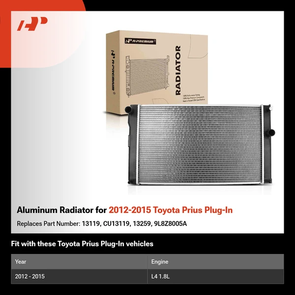 Aluminum Radiator for 2012-2015 Toyota Prius Plug-In