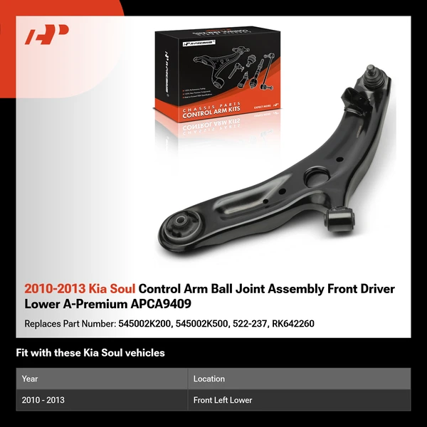 2010-2013 Kia Soul Control Arm Ball Joint Assembly Front Driver Lower A-Premium APCA9409