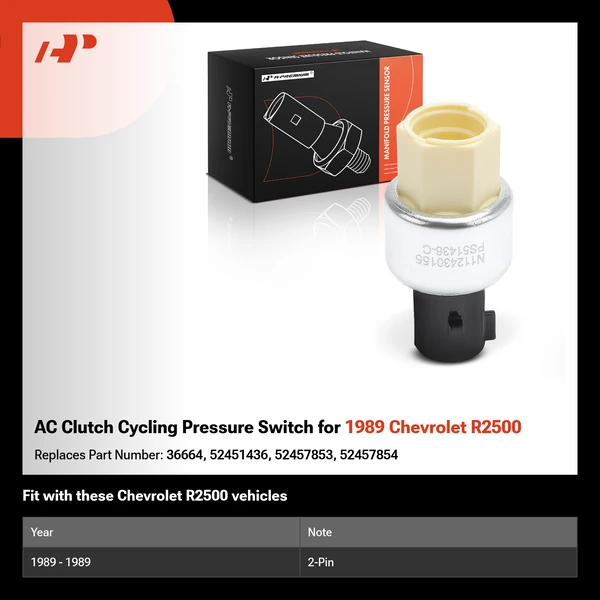AC Clutch Cycling Pressure Switch for 1989 Chevrolet R2500