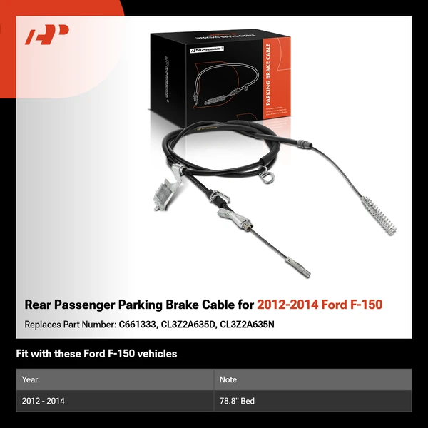 Rear Passenger Parking Brake Cable for 2012-2014 Ford F-150