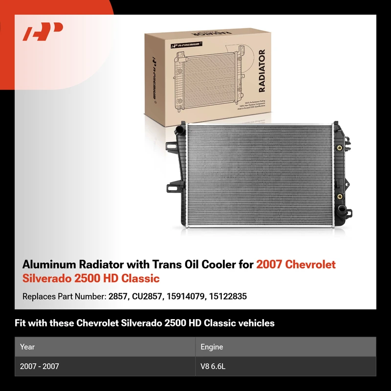 Aluminum Radiator with Trans Oil Cooler for 2007 Chevrolet Silverado 2500 HD Classic