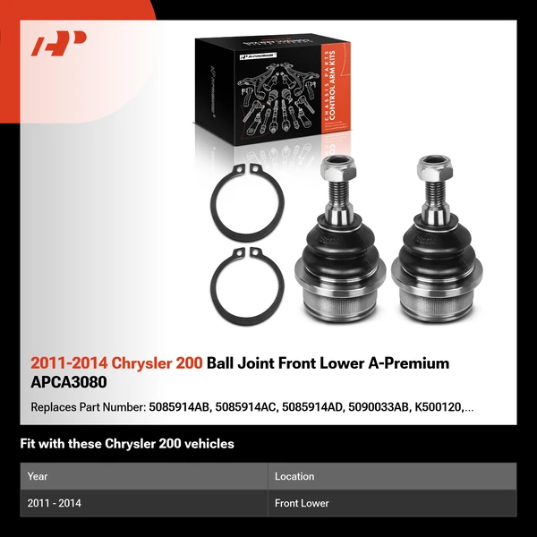 2011-2014 Chrysler 200 Ball Joint Front Lower A-Premium APCA3080