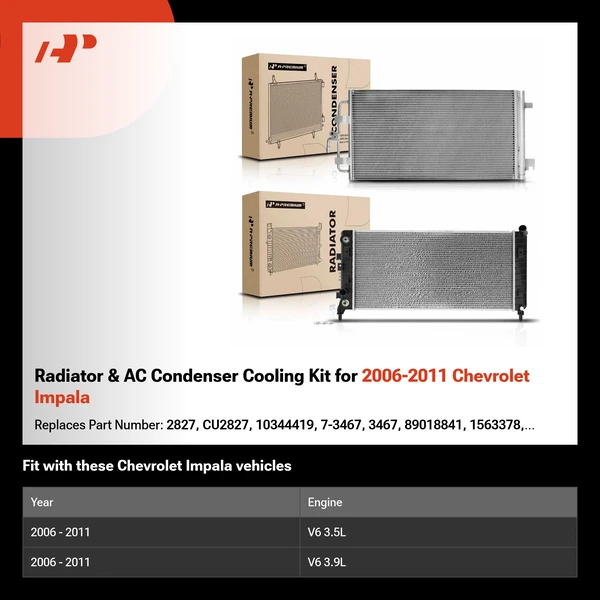Radiator & AC Condenser Cooling Kit for 2006-2011 Chevrolet Impala