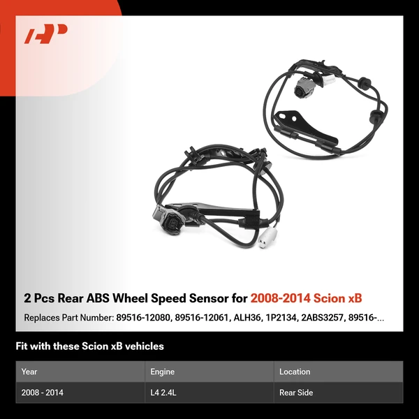 2 Pcs Rear ABS Wheel Speed Sensor for 2008-2014 Scion xB