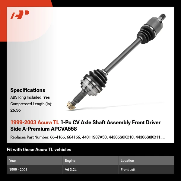 1999-2003 Acura TL 1-Pc CV Axle Shaft Assembly Front Driver Side A-Premium APCVA558