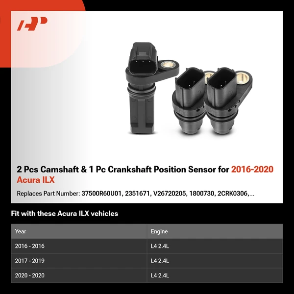 2 Pcs Camshaft & 1 Pc Crankshaft Position Sensor for 2016-2020 Acura ILX