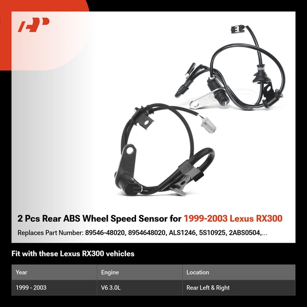 2 Pcs Rear ABS Wheel Speed Sensor for 1999-2003 Lexus RX300
