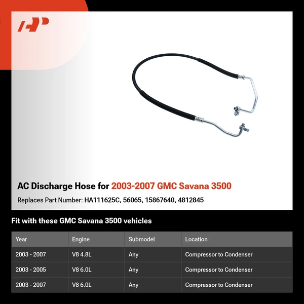 AC Discharge Hose for 2003-2007 GMC Savana 3500