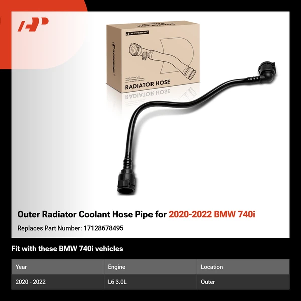 Outer Radiator Coolant Hose Pipe for 2020-2022 BMW 740i
