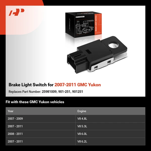 Brake Light Switch for 2007-2011 GMC Yukon