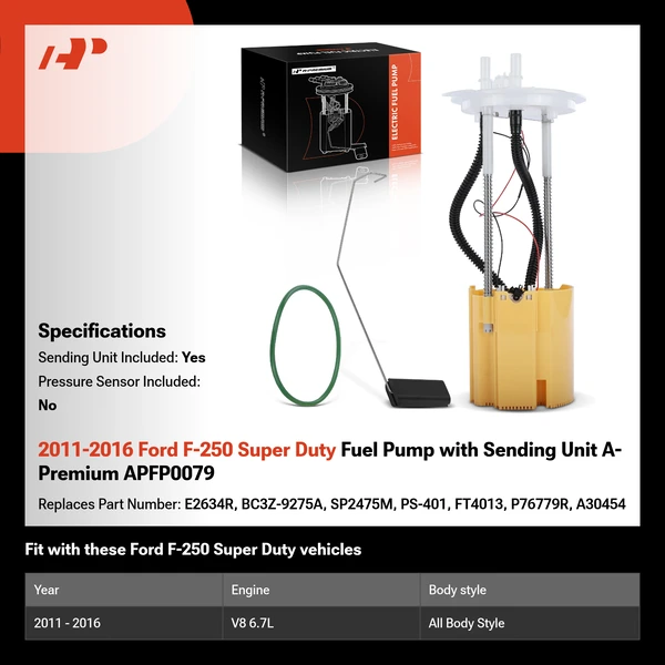 2011-2016 Ford F-250 Super Duty Fuel Pump with Sending Unit A-Premium APFP0079