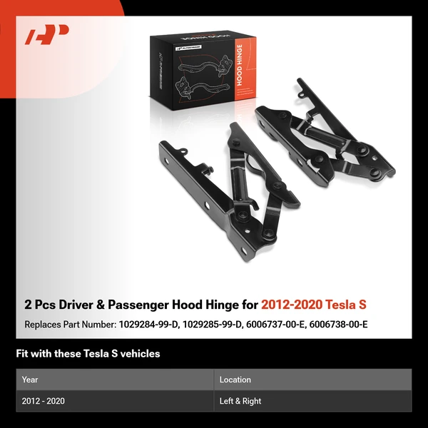 2 Pcs Driver & Passenger Hood Hinge for 2012-2020 Tesla S