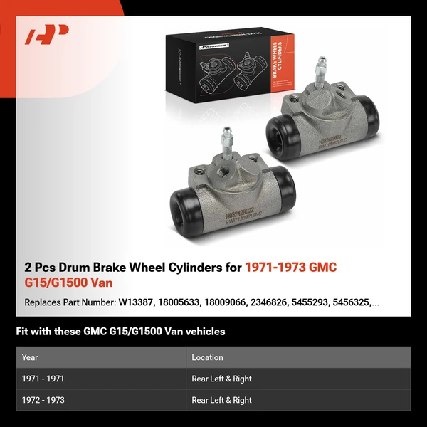 2 Pcs Drum Brake Wheel Cylinders for 1971-1973 GMC G15/G1500 Van