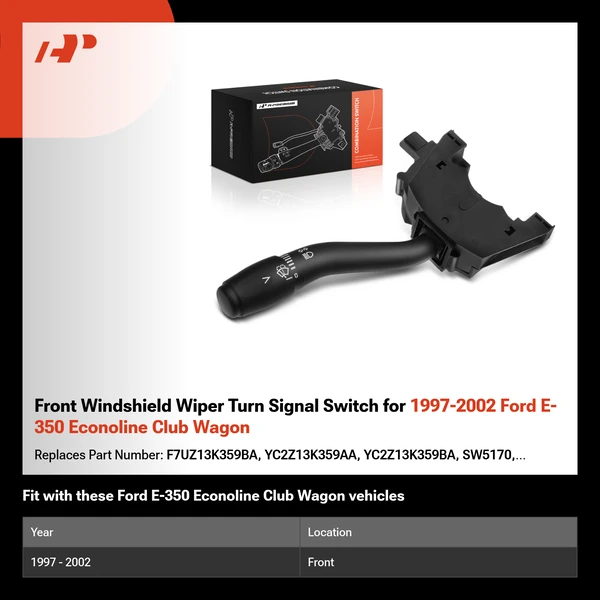 Front Windshield Wiper Turn Signal Switch for 1997-2002 Ford E-350 Econoline Club Wagon