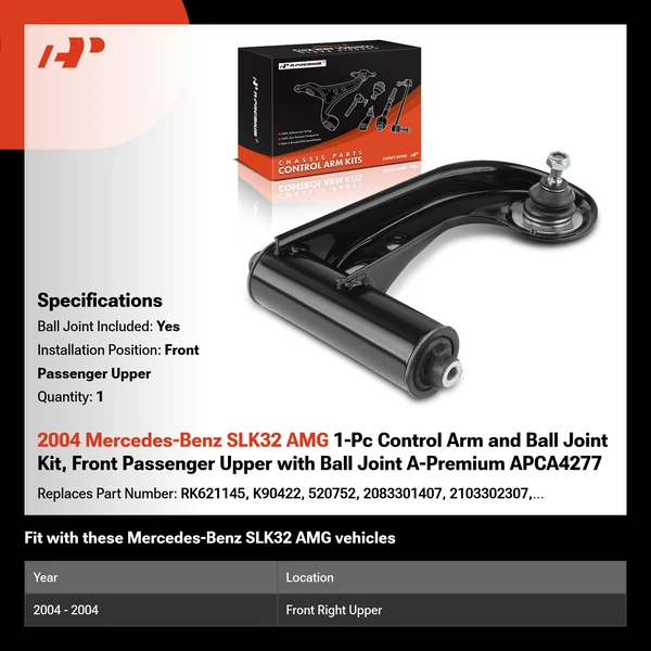 2004 Mercedes-Benz SLK32 AMG 1-Pc Control Arm and Ball Joint Kit, Front Passenger Upper with Ball Joint A-Premium APCA4277