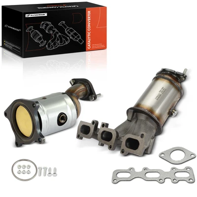 2 Pcs Front & Rear Catalytic Converter