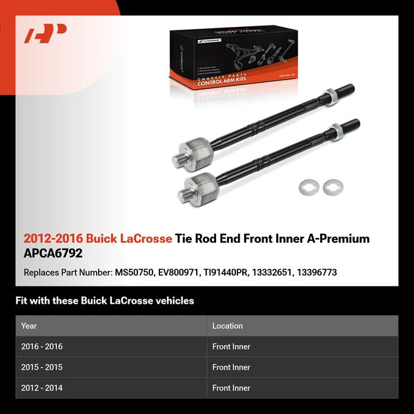 2012-2016 Buick LaCrosse Tie Rod End Front Inner A-Premium APCA6792