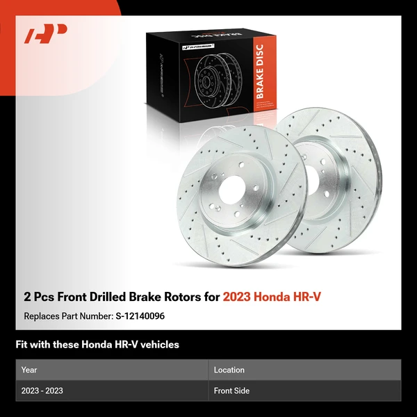 2 Pcs Front Drilled Brake Rotors for 2023 Honda HR-V