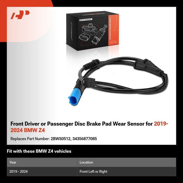Front Driver or Passenger Disc Brake Pad Wear Sensor for 2019-2024 BMW Z4