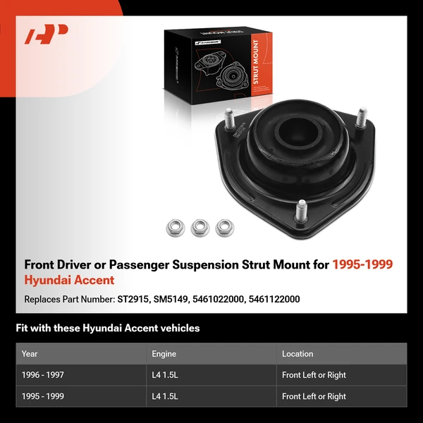 Front Driver or Passenger Suspension Strut Mount for 1995-1999 Hyundai Accent