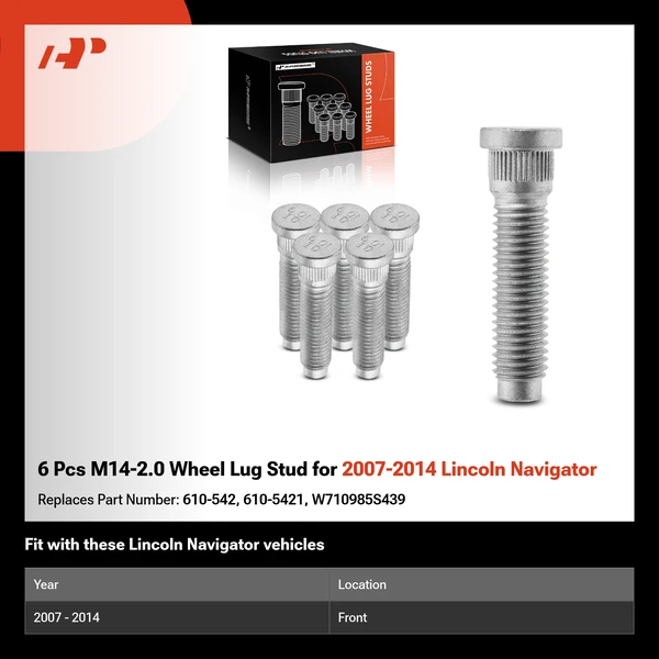 6 Pcs M14-2.0 Wheel Lug Stud for 2007-2014 Lincoln Navigator