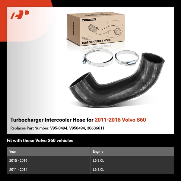 Turbocharger Intercooler Hose for 2011-2016 Volvo S60