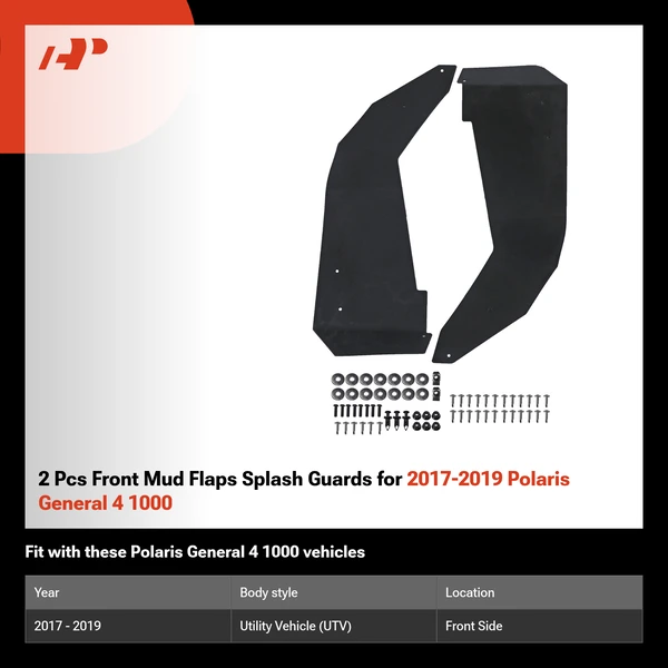 2 Pcs Front Mud Flaps Splash Guards for 2017-2019 Polaris General 4 1000