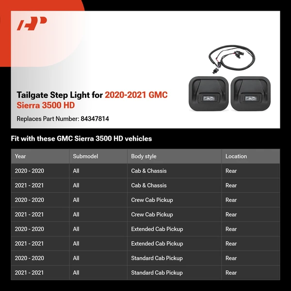 Tailgate Step Light for 2020-2021 GMC Sierra 3500 HD