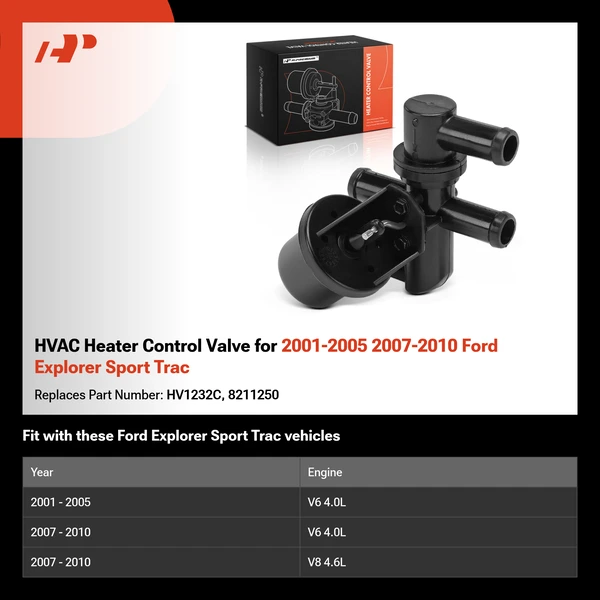 HVAC Heater Control Valve for 2001-2005 2007-2010 Ford Explorer Sport Trac