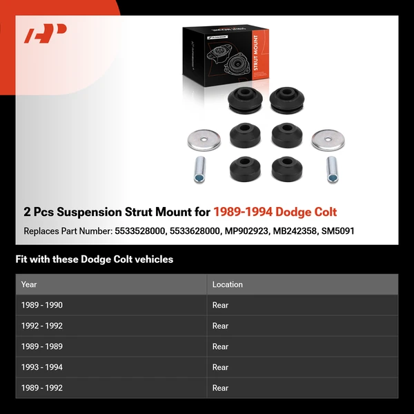 2 Pcs Suspension Strut Mount for 1989-1994 Dodge Colt