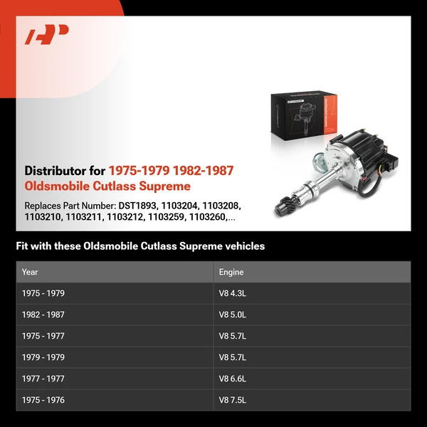 Distributor for 1975-1979 1982-1987 Oldsmobile Cutlass Supreme