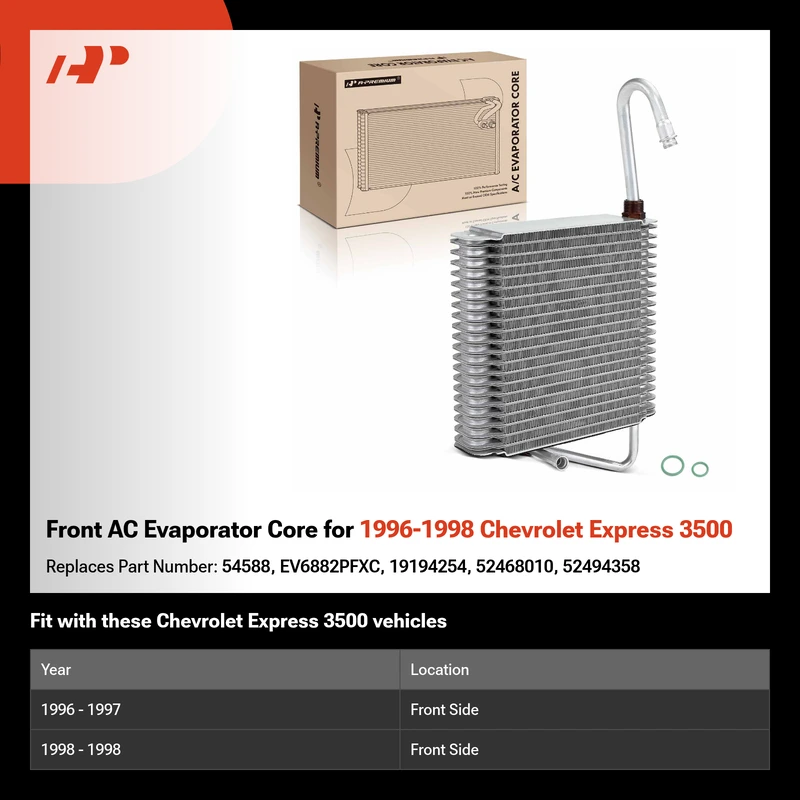Front AC Evaporator Core for 1996-1998 Chevrolet Express 3500