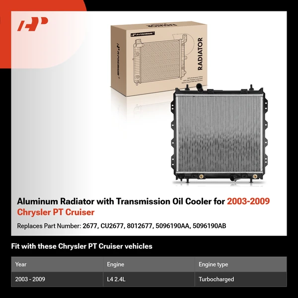 Aluminum Radiator with Transmission Oil Cooler for 2003-2009 Chrysler PT Cruiser