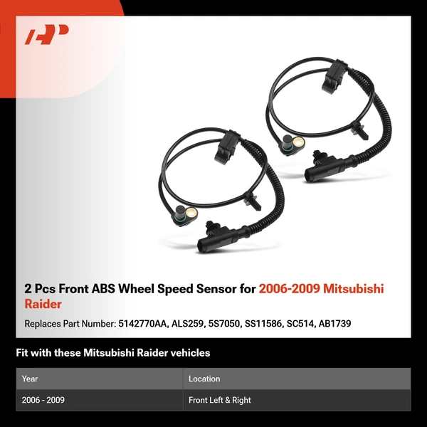 2 Pcs Front ABS Wheel Speed Sensor for 2006-2009 Mitsubishi Raider
