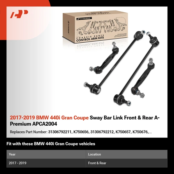 2017-2019 BMW 440i Gran Coupe Sway Bar Link Front & Rear A-Premium APCA2004