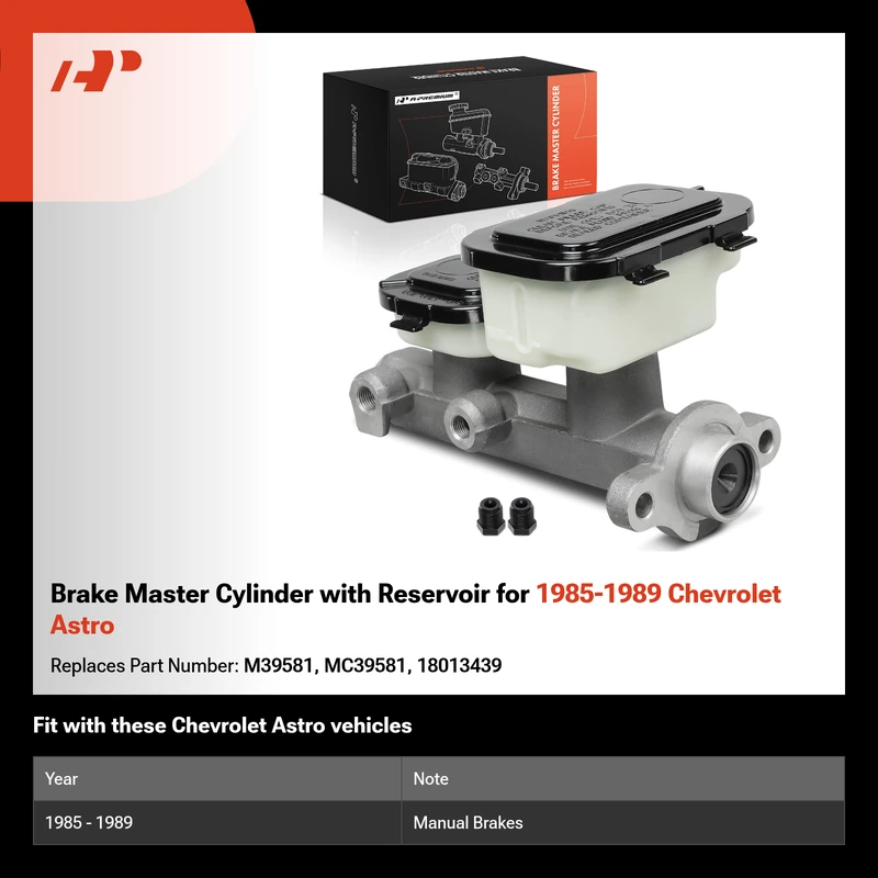 Brake Master Cylinder with Reservoir for 1985-1989 Chevrolet Astro