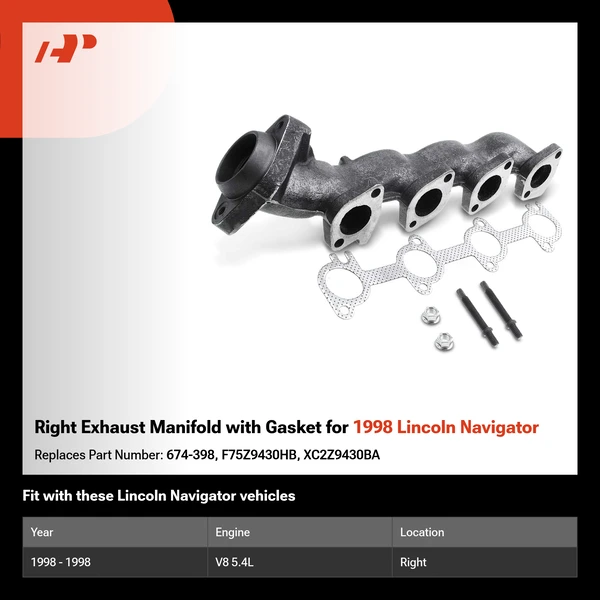 Right Exhaust Manifold with Gasket for 1998 Lincoln Navigator