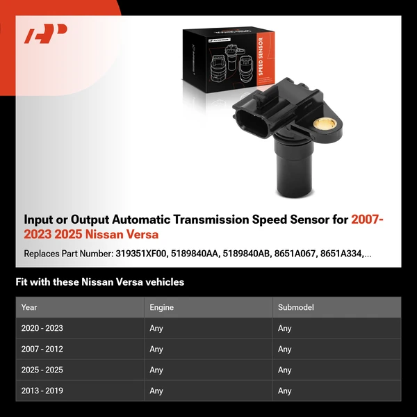 Input or Output Automatic Transmission Speed Sensor for 2007-2023 2025 Nissan Versa