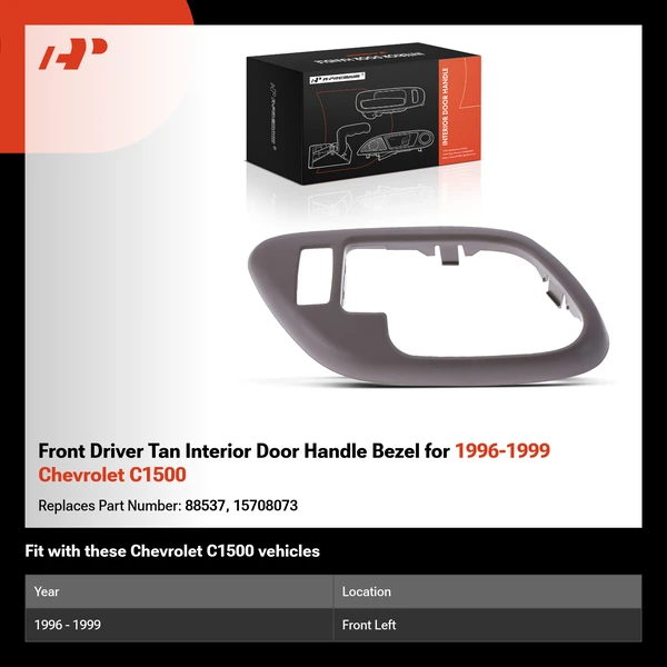 Front Driver Tan Interior Door Handle Bezel for 1996-1999 Chevrolet C1500