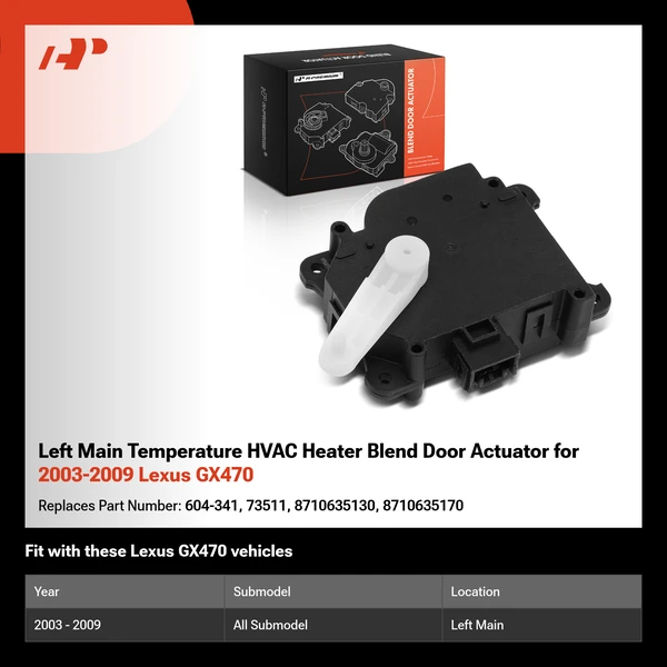Left Main Temperature HVAC Heater Blend Door Actuator for 2003-2009 Lexus GX470