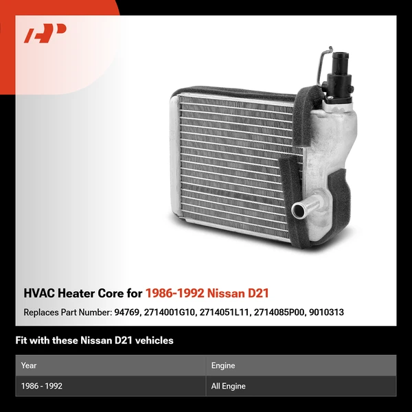 HVAC Heater Core for 1986-1992 Nissan D21