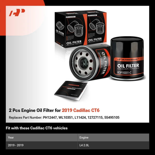 2 Pcs Engine Oil Filter for 2019 Cadillac CT6