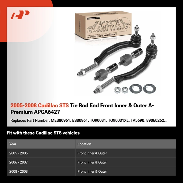 2005-2008 Cadillac STS Tie Rod End Front Inner & Outer A-Premium APCA6427
