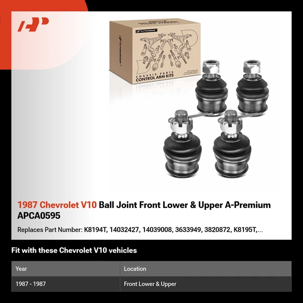 1987 Chevrolet V10 Ball Joint Front Lower & Upper A-Premium APCA0595