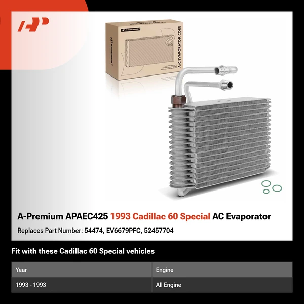 A-Premium APAEC425 1993 Cadillac 60 Special AC Evaporator