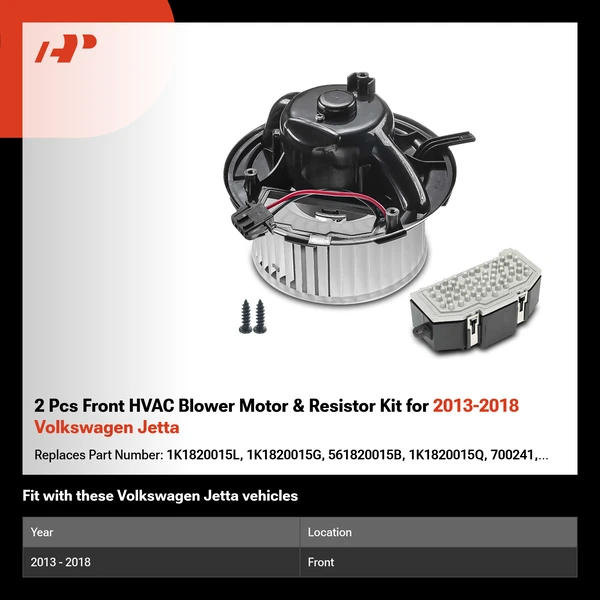 2 Pcs Front HVAC Blower Motor & Resistor Kit for 2013-2018 Volkswagen Jetta