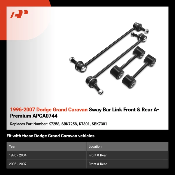 1996-2007 Dodge Grand Caravan Sway Bar Link Front & Rear A-Premium APCA0744