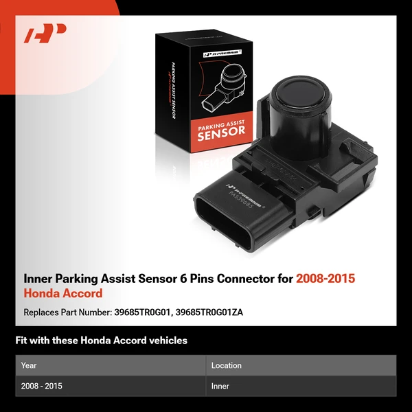 Inner Parking Assist Sensor 6 Pins Connector for 2008-2015 Honda Accord