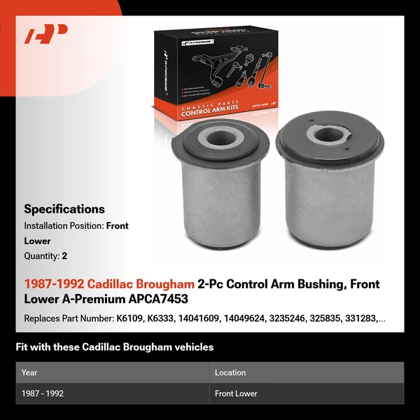 1987-1992 Cadillac Brougham 2-Pc Control Arm Bushing, Front Lower A-Premium APCA7453